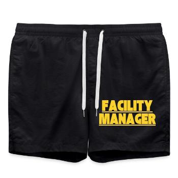 Facility Manager In-house technician Caretaker - Swim Trunks - black - Front - AI Model Male 185 light (185cm)