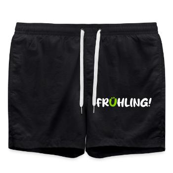 Frühling Saison Camping coole Quotes Comic Gesicht - Badeshorts - Schwarz - Vorne - AI Model Male 185 light (185cm)
