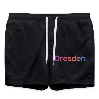 Dresde Typographie Couleurs Ville Icône Logo - Short de bain - noir - Devant - AI Model Male 185 light (185cm)