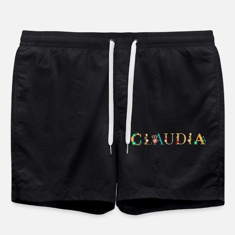 CLAUDIA Name mit Blumen geschmückt - Badeshorts - Schwarz