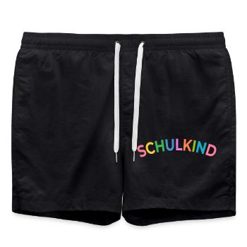 Erste Klasse - Schulkind - Name eintragen - Badeshorts - Schwarz - Vorne - AI Model Male 185 light (185cm)