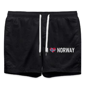 I love Norway - Norge - Norwegen - Herz - Liebe - Badeshorts - Schwarz - Vorne - AI Model Male 185 light (185cm)