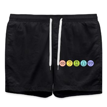 Fünf Sinne, Sinnesorgane, Medizin - Badeshorts - Schwarz - Vorne - AI Model Male 185 light (185cm)