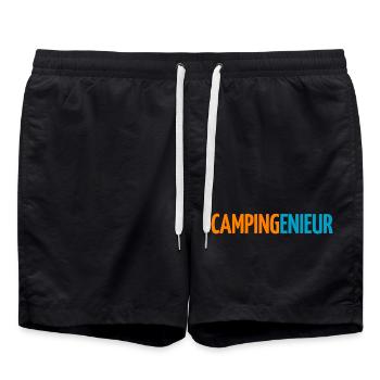 Camping cool funny sayings humor engineer fan - Swim Trunks - black - Front - AI Model Male 185 light (185cm)
