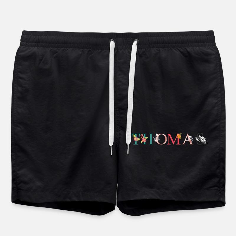 THOMAS Namenskunst mit Blumen bestickt - Badeshorts - Schwarz