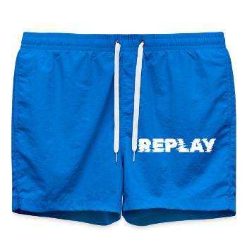 Replay Glitch Typography Tee - Swim Trunks - cobalt blue - Front