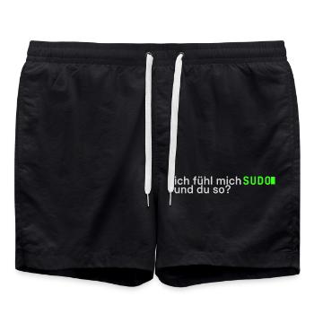 Ich fühl mich SUDO und du so? | Lustig Informatik - Badeshorts - Schwarz - Vorne - AI Model Male 185 light (185cm)