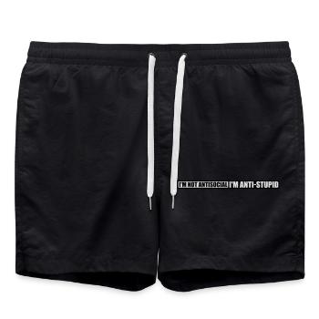 pas antisocial anti-stupide - Short de bain - noir - Devant - AI Model Male 185 light (185cm)