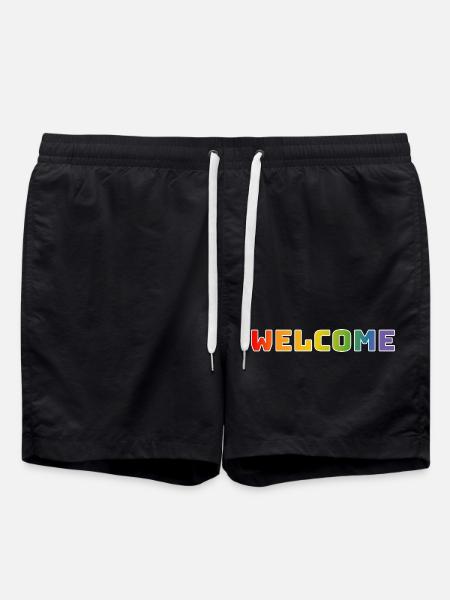 Rainbow welcome white - Swim Trunks - black