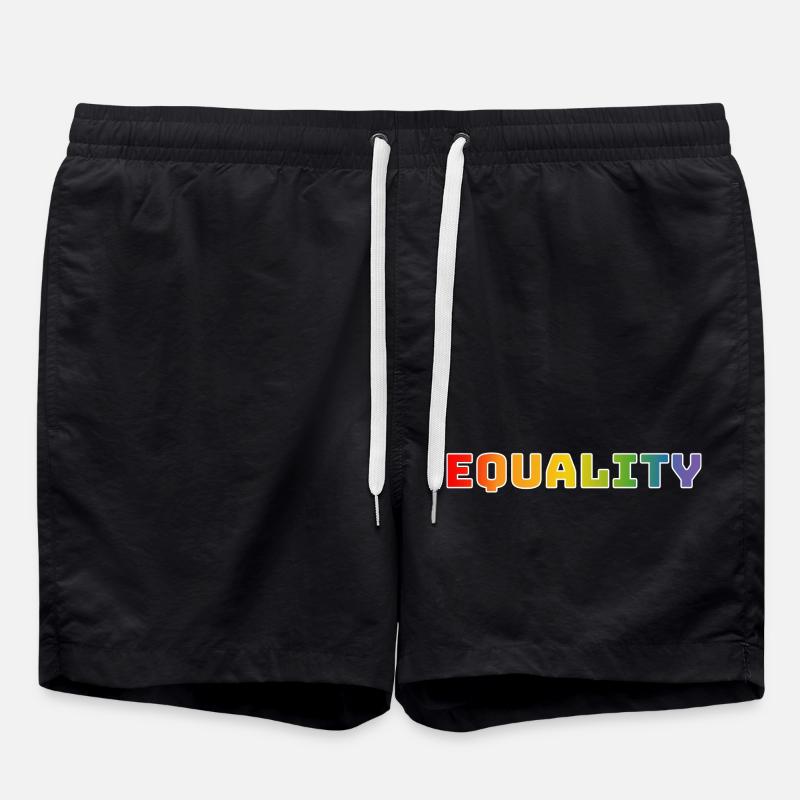 Regenbogen CSD Shirt equality 1 weiss - Badeshorts - Schwarz