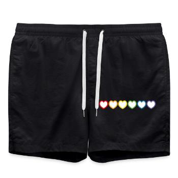 Regenbogen LGBT Herzen white lgbt tshirt - Badeshorts - Schwarz - Vorne - AI Model Male 185 light (185cm)