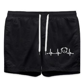 Pug Puppy Heartbeat - Swim Trunks - black - Front - AI Model Male 185 light (185cm)