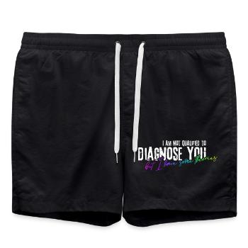 I am not qualified to diagnose you! - Swim Trunks - black - Front - AI Model Male 185 light (185cm)