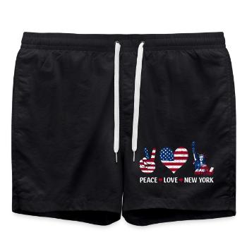 Paix Amour New York - Short de bain - noir - Devant - AI Model Male 185 light (185cm)
