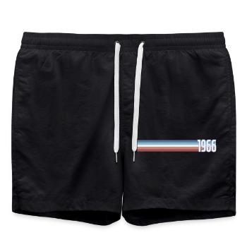 Vintage Coffee 60 Years Sixties Party 1966 - Swim Trunks - black - Front - AI Model Male 185 light (185cm)