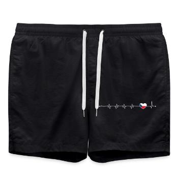 Heartbeat Flagge der Tschechischen Republik - Badeshorts - Schwarz - Vorne - AI Model Male 185 light (185cm)