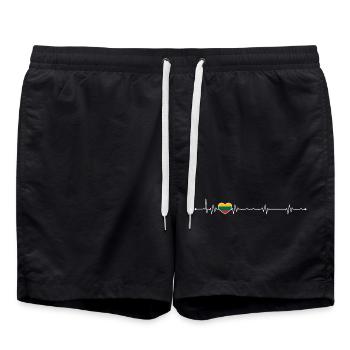 Rainbow Heartbeat Pride - Swim Trunks - black - Front - AI Model Male 185 light (185cm)