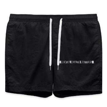 mental health matters quote - Swim Trunks - black - Front - AI Model Male 185 light (185cm)