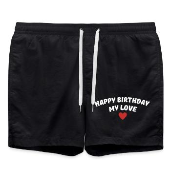 Joyeux anniversaire mon amour - Short de bain - noir - Devant - AI Model Male 185 light (185cm)