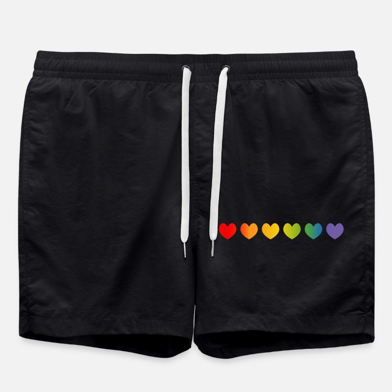 Rainbow Hearts Gradient - Swim Trunks - black