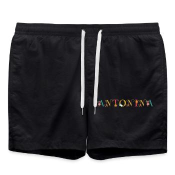 ANTONINA name adorned with flowers - Swim Trunks - black - Front - AI Model Male 185 light (185cm)