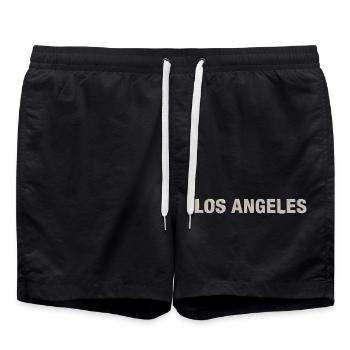 LOS ANGELES – Typographie moderne du béton - Short de bain - noir - Devant - AI Model Male 185 light (185cm)