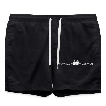 Krone Symbol Ornament - Badeshorts - Schwarz - Vorne - AI Model Male 185 light (185cm)