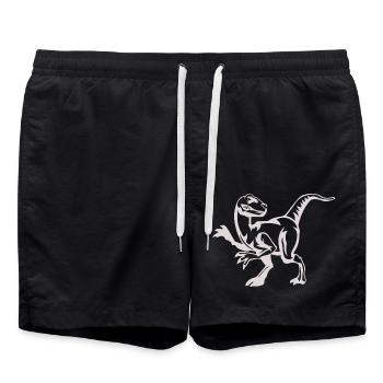 Raptor dinosaur dino gift - Swim Trunks - black - Front - AI Model Male 185 light (185cm)