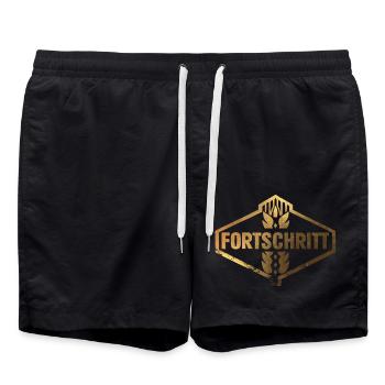 FORTSCHRITT DDR Landmaschinen Vintage Gold - Badeshorts - Schwarz - Vorne - AI Model Male 185 light (185cm)