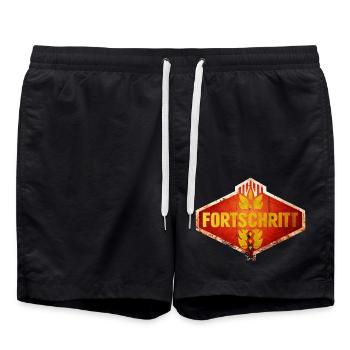 DDR FORTSCHRITT Ostalgie Vintage Logo - Badeshorts - Schwarz - Vorne - AI Model Male 185 light (185cm)