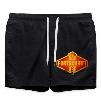 Fortschritt DDR Kombinat Landmaschinen Retro - Badeshorts - Schwarz - Vorne - AI Model Male 185 light (185cm)