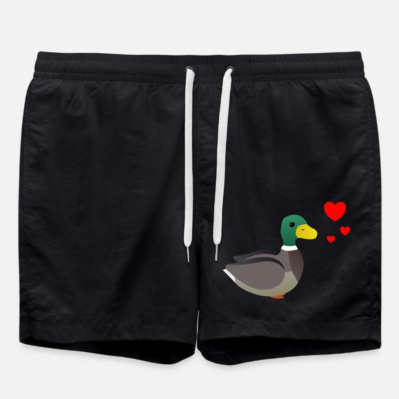 Duck Valentine's Day - Swim Trunks - black