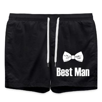 Meilleur homme avec nœud papillon - Cadeau d’enterrement de vie de garçon pour hommes - Short de bain - noir - Devant - AI Model Male 185 light (185cm)
