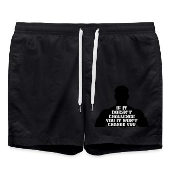 Séance d’entraînement Fitness Motivation Citation - Short de bain - noir - Devant - AI Model Male 185 light (185cm)