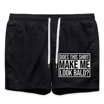 look bald shirt quote - Swim Trunks - black - Front - AI Model Male 185 light (185cm)