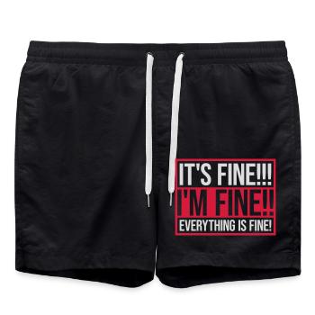 everything is fine quote - Swim Trunks - black - Front - AI Model Male 185 light (185cm)