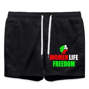 Women life freedom iran - Swim Trunks - black - Front - AI Model Male 185 light (185cm)