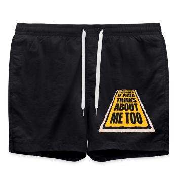 pizza thinks about me - Badeshorts - Schwarz - Vorne - AI Model Male 185 light (185cm)