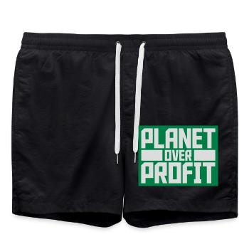 planet over profit Zitat - Badeshorts - Schwarz - Vorne - AI Model Male 185 light (185cm)