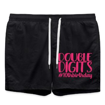 Geschenk zum 10. Geburtstag, 10 Jahre alt, für Jungen & Mädchen - Badeshorts - Schwarz - Vorne - AI Model Male 185 light (185cm)