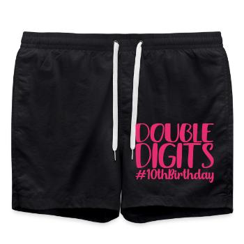 Geschenk zum 10. Geburtstag, 10 Jahre alt, für Jungen & Mädchen - Badeshorts - Schwarz - Vorne - AI Model Male 185 light (185cm)