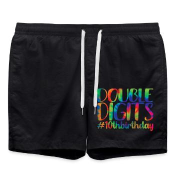 Geschenk zum 10. Geburtstag, 10 Jahre alt, für Jungen & Mädchen - Badeshorts - Schwarz - Vorne - AI Model Male 185 light (185cm)