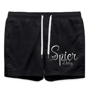 Spirda... Polnischer Text - Badeshorts - Schwarz - Vorne - AI Model Male 185 light (185cm)