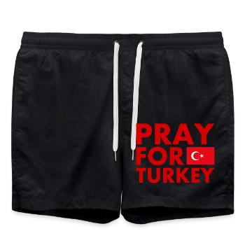 Pray for turkey - Swim Trunks - black - Front - AI Model Male 185 light (185cm)