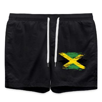 Jamaika Flagge used - Badeshorts - Schwarz - Vorne - AI Model Male 185 light (185cm)