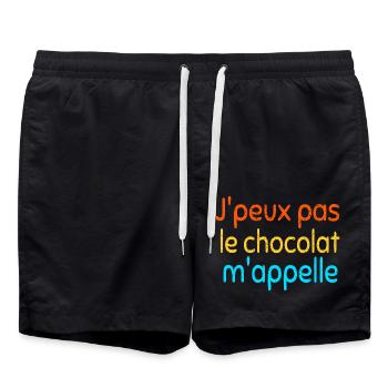 J' peux pas, le chocolat m'appelle - Short de bain - noir - Devant - AI Model Male 185 light (185cm)