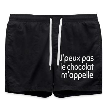 J' ne peux pas, le chocolat m'appelle - Short de bain - noir - Devant - AI Model Male 185 light (185cm)