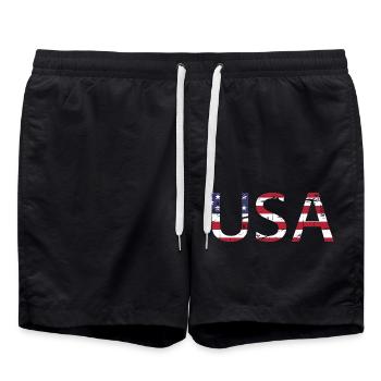 Les États-Unis aux couleurs du drapeau américain drapeau - Short de bain - noir - Devant - AI Model Male 185 light (185cm)