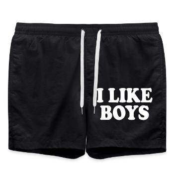 I like boys - Badeshorts - Schwarz - Vorne - AI Model Male 185 light (185cm)