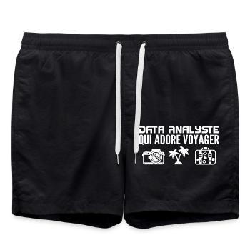 Reisende & Datenanalysten: Leidenschaft & Entdeckung - Badeshorts - Schwarz - Vorne - AI Model Male 185 light (185cm)